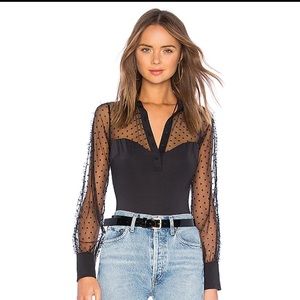 Black Body suit sheer/polka dots